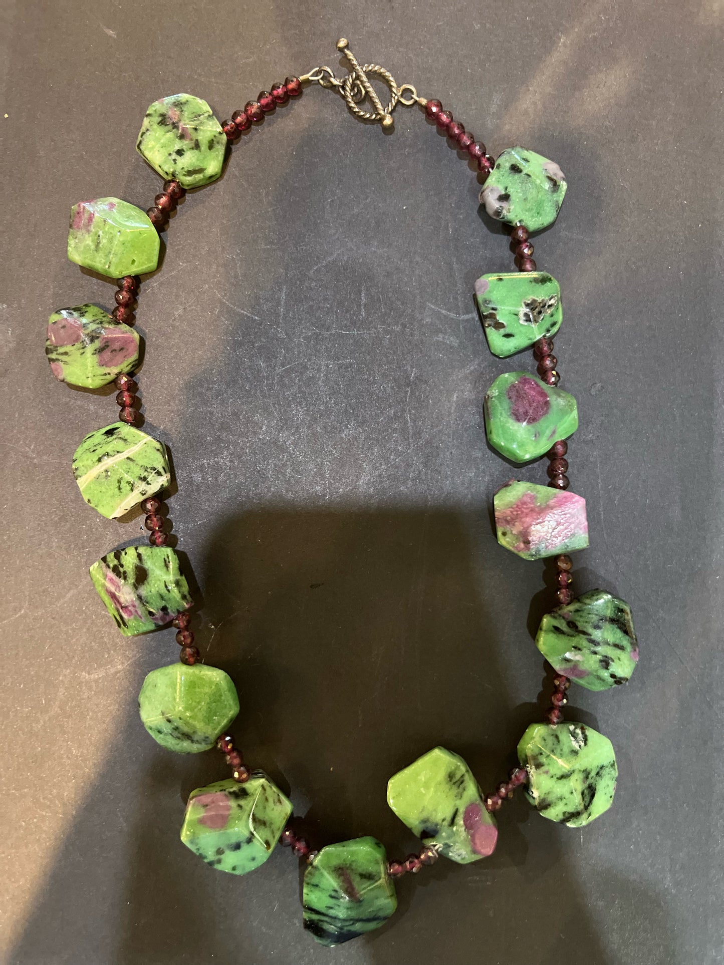 Green Ruby Zoisite square cut necklace