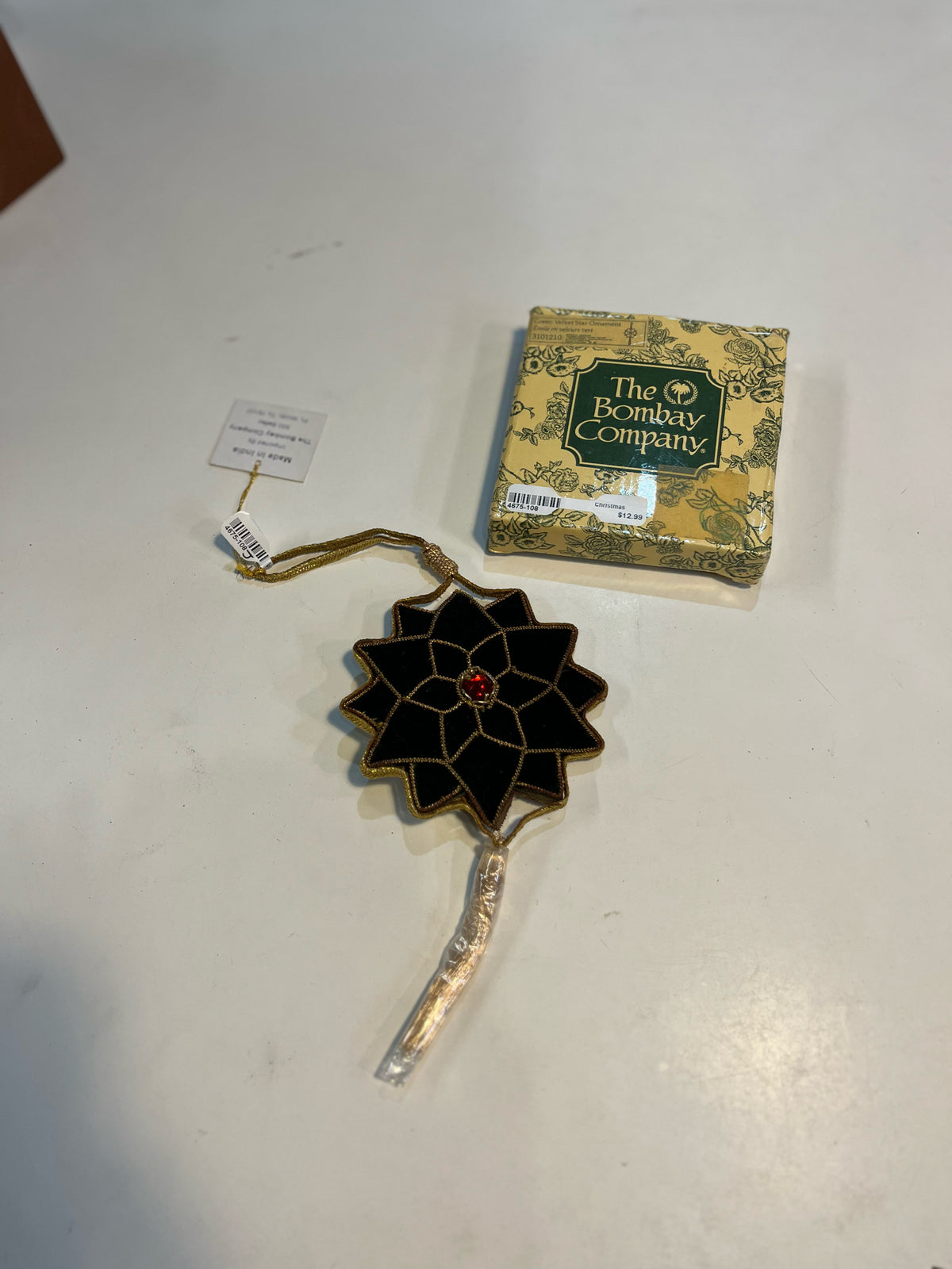 the bombay company beaded and black velvet star with Box