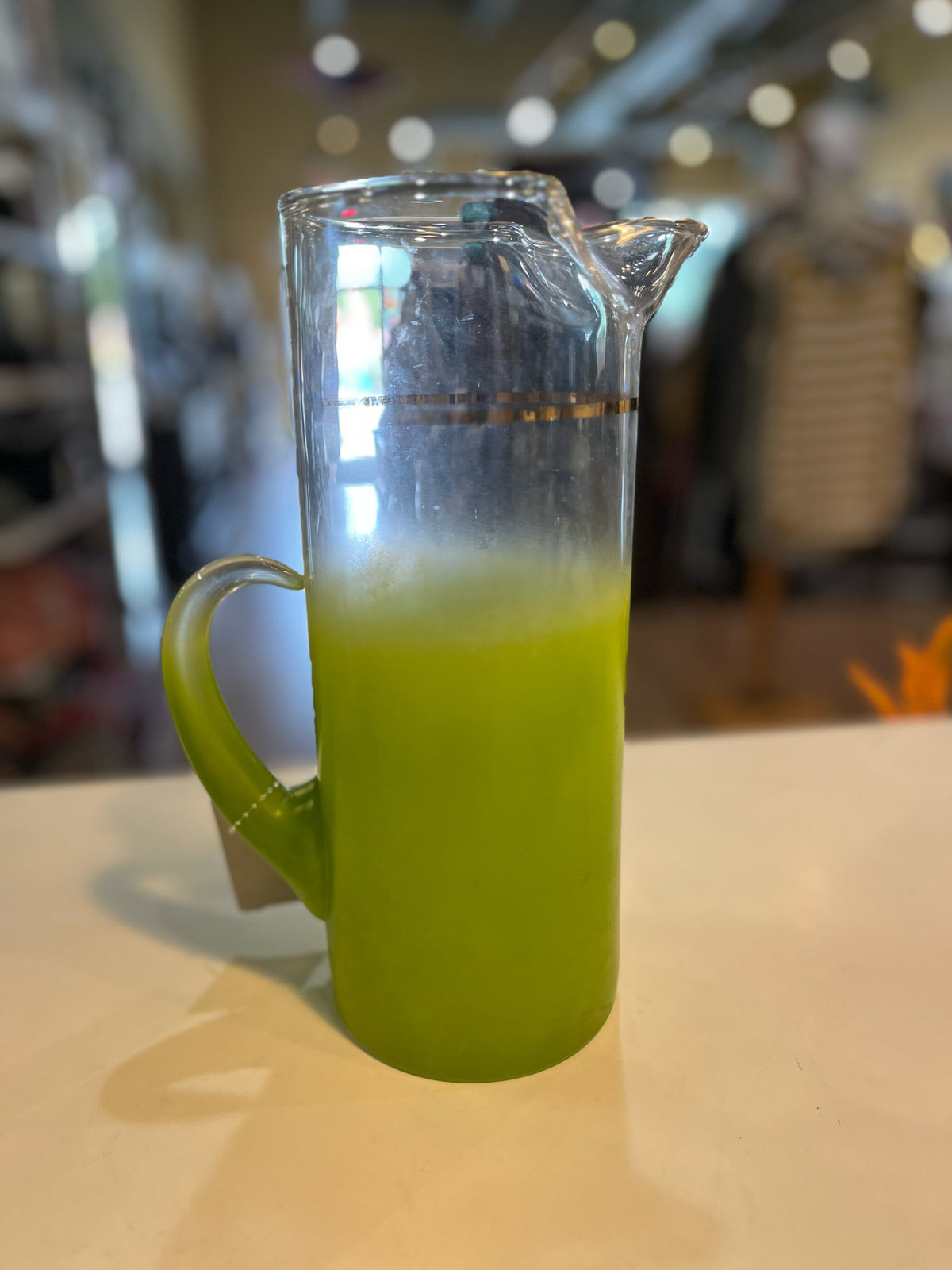 Vintage Frosted Green Pitcher