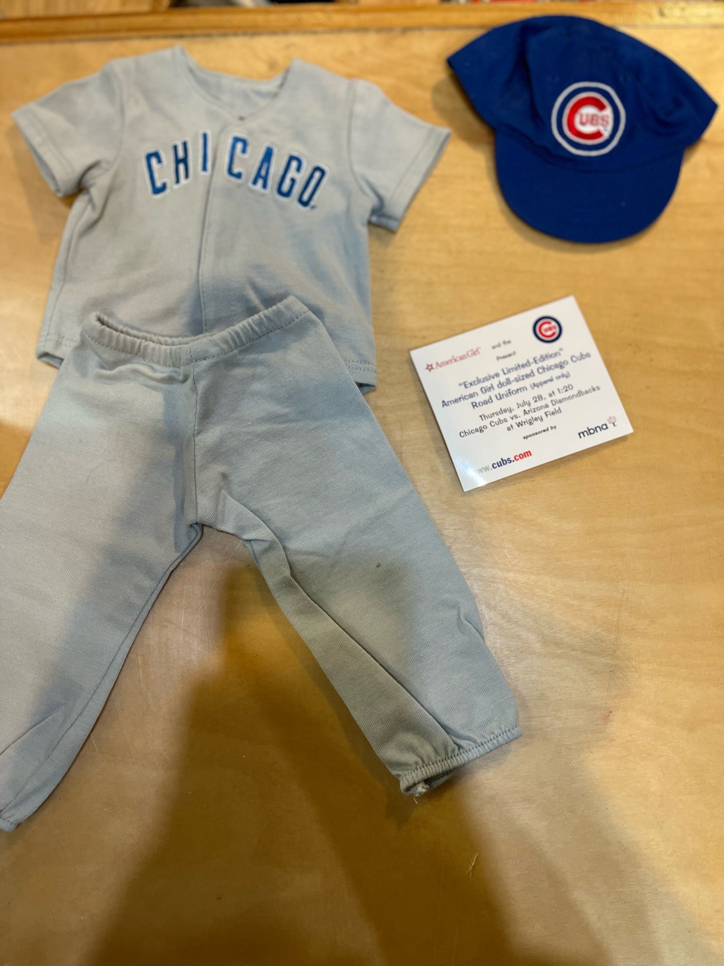 American Girl Cubs Baseball Road Uniform Outfit
