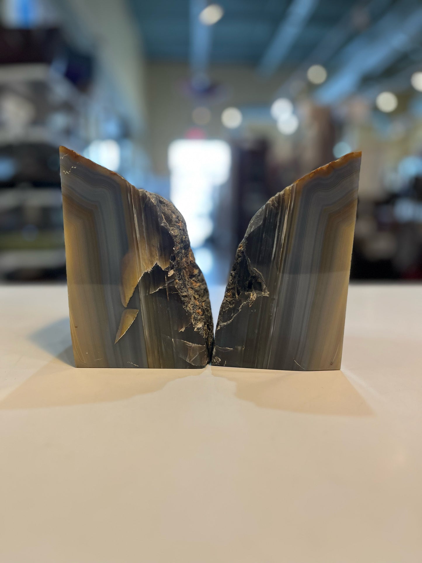 Gray Agate Bookends