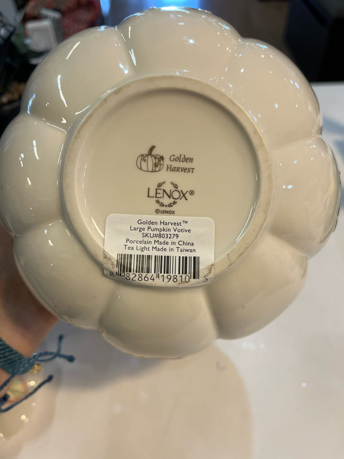 Lenox Cream Golden Harvest Large Pumpkin Candleholder
