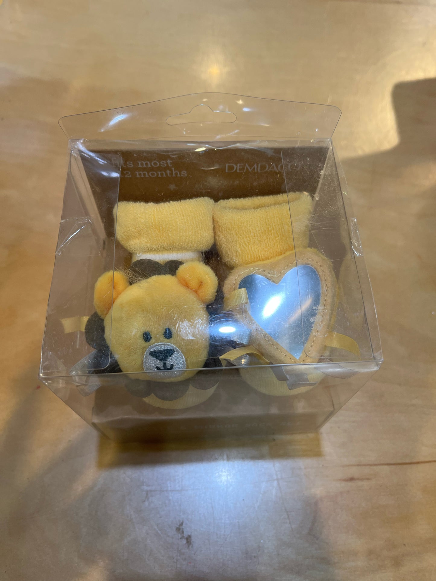 Yellow Lion Baby Rattle & Mirror Set