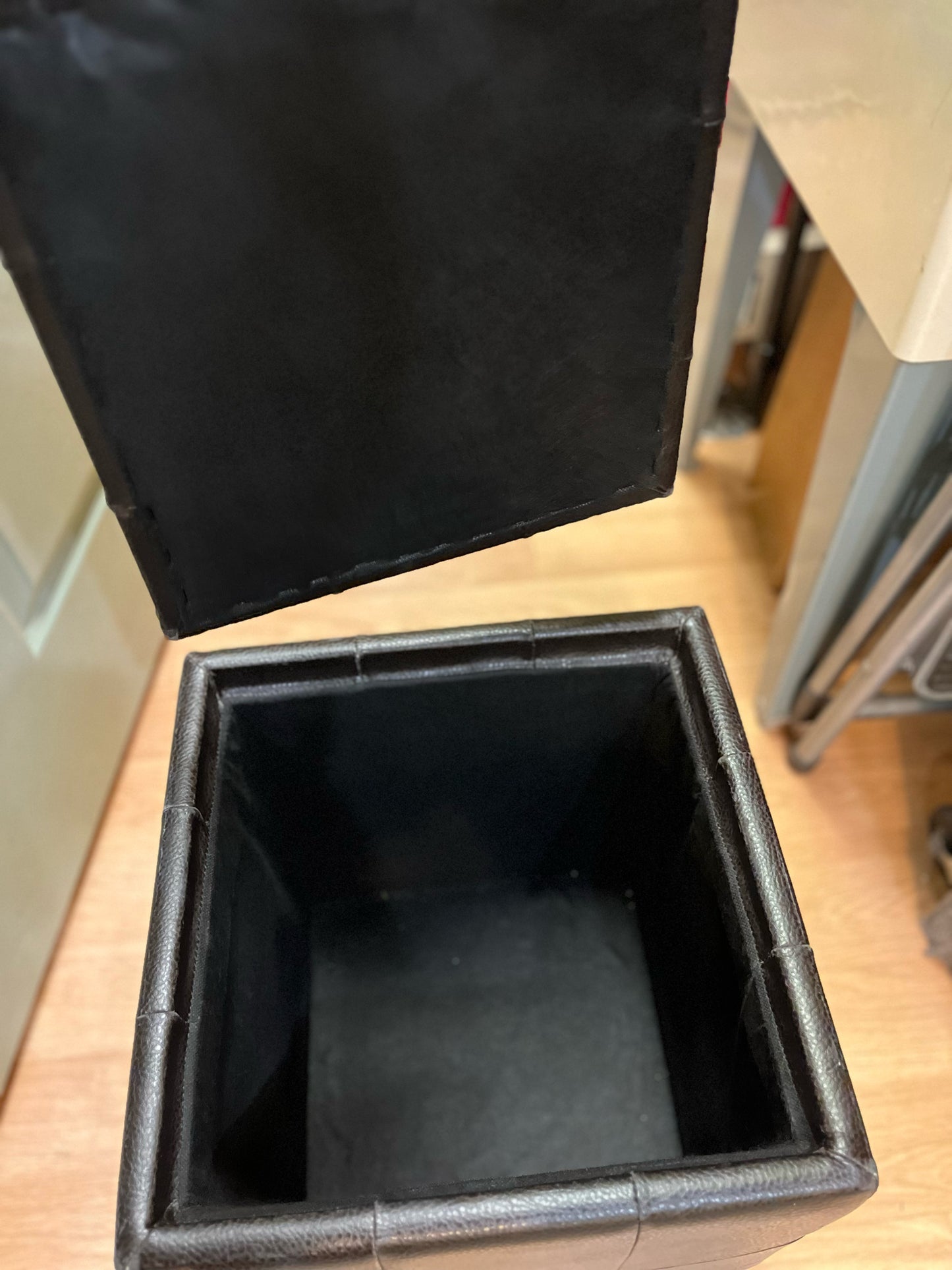 Dark Brown Square Storage Ottoman