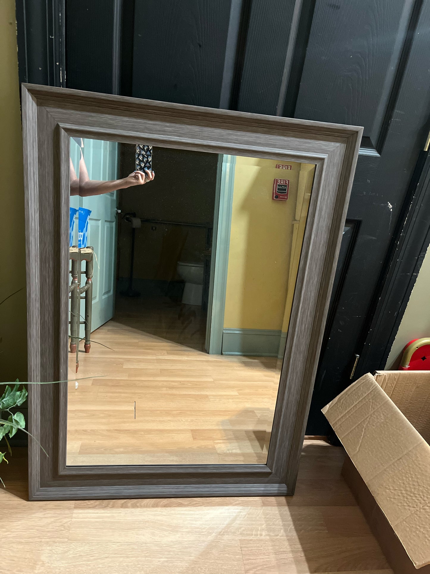 Gray Rectangle Framed Mirror