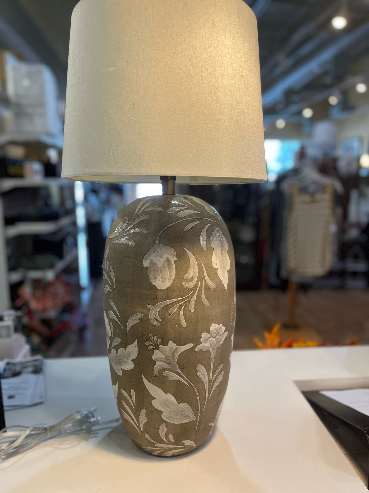 Ballard Designs "Torunn Floral Ceramic" Lamp