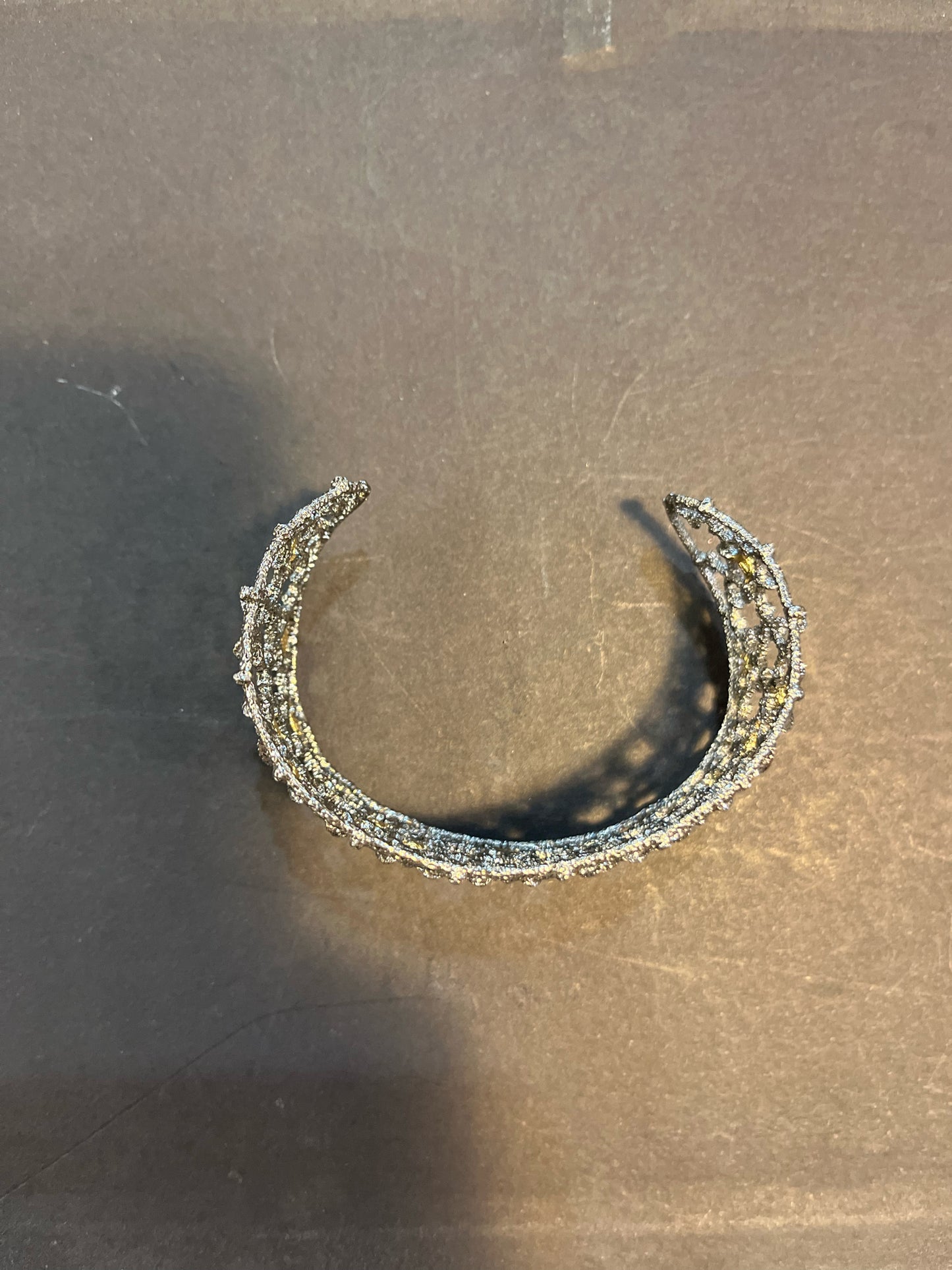Alexia Bittar "Crystal Studded Spud Lace Cuff" Bracelet