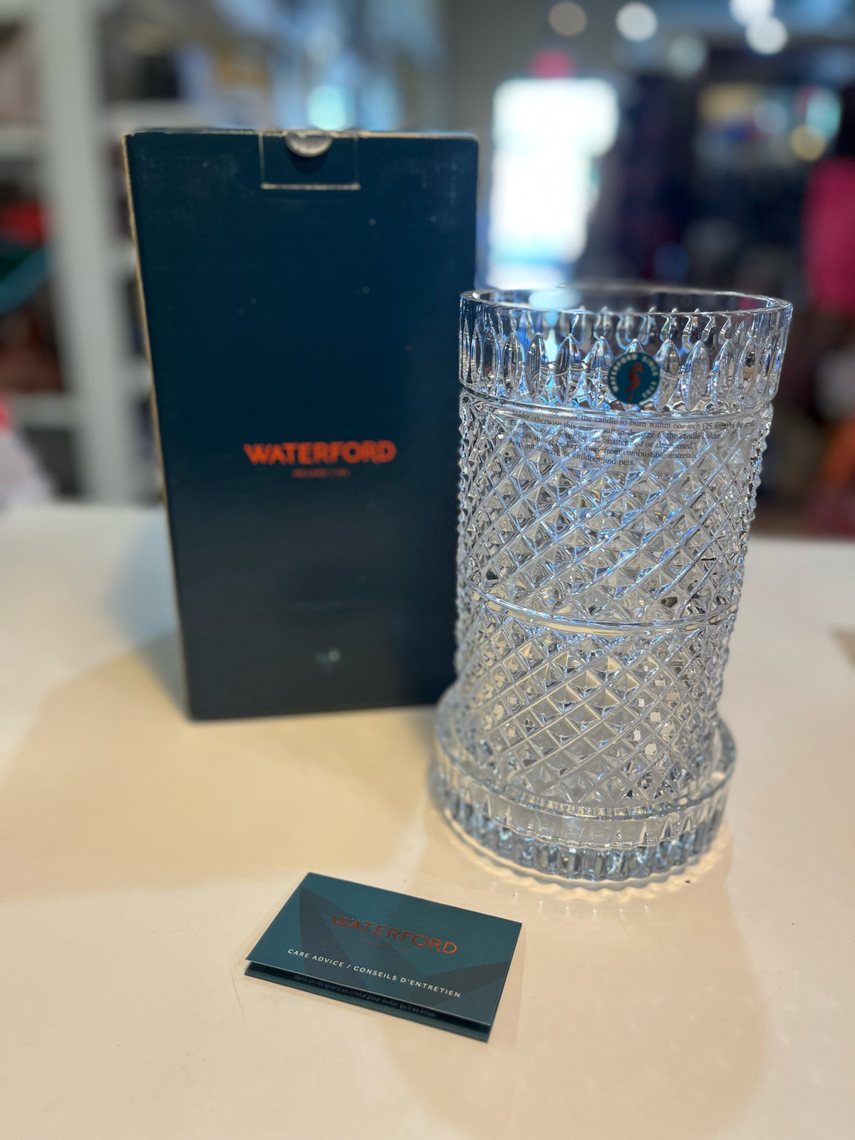NIB Waterford "Diamond Hurricane" Candleholder