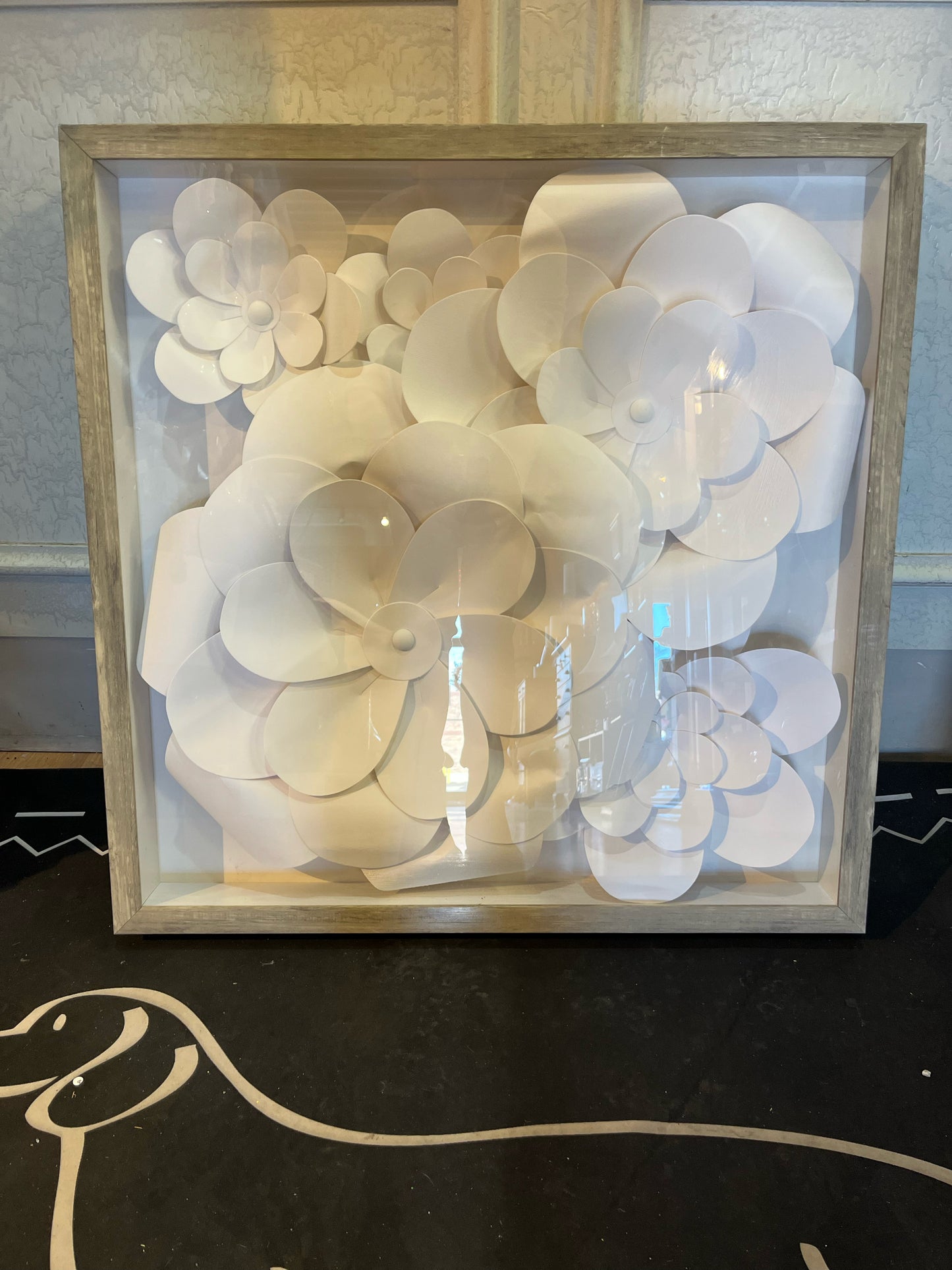 3D White Flower Framed Art