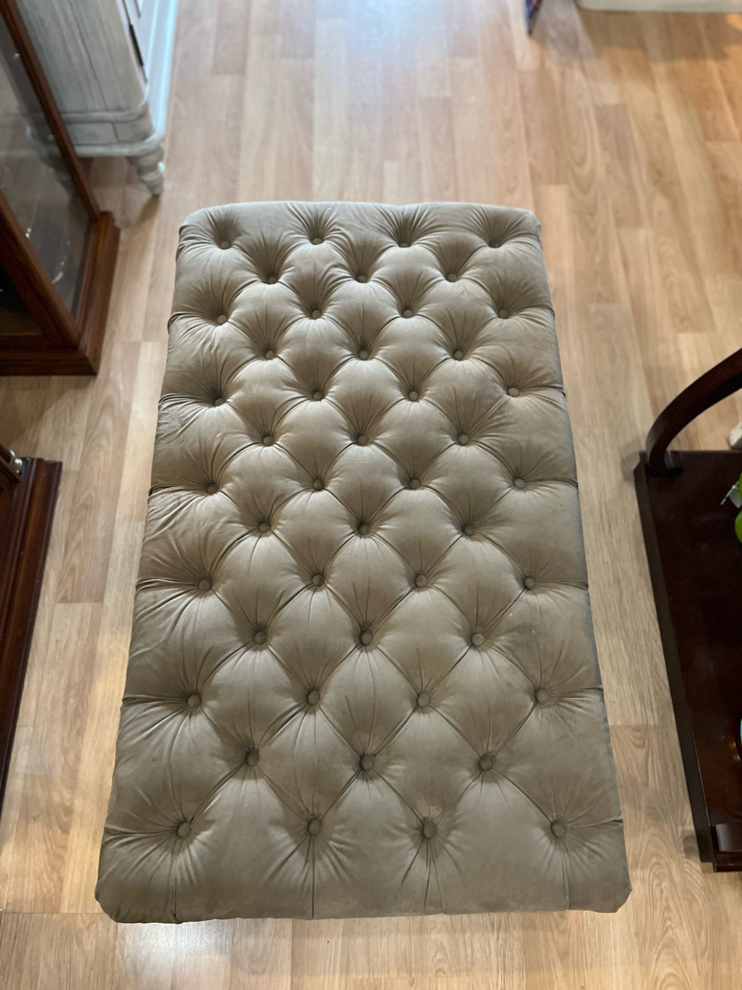 World Market Brown Tufted Fabric Ottoman