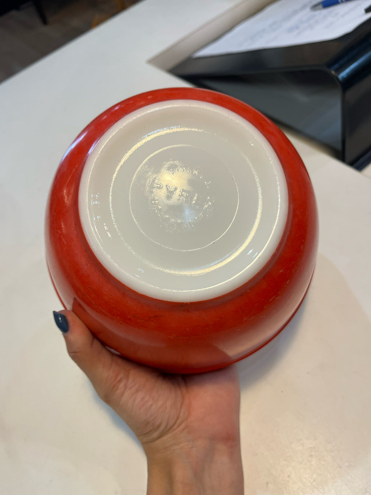 PYREX vintage red mixing bowl 7”