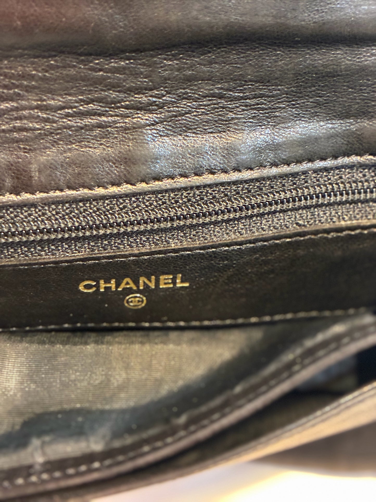Vintage Chanel Black Lambskin Leather Wallet
