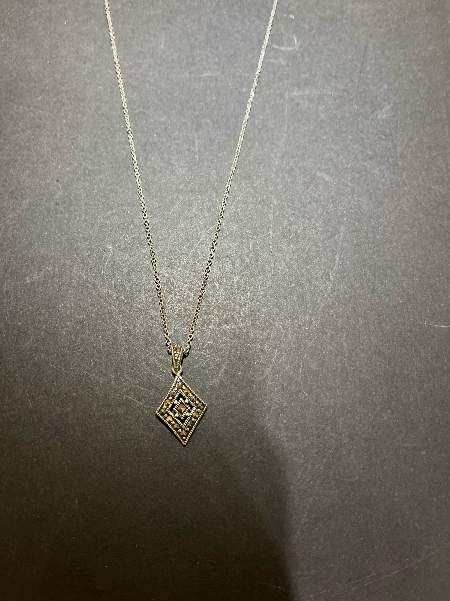 Sterling Silver & Marcasite Pendant Necklace