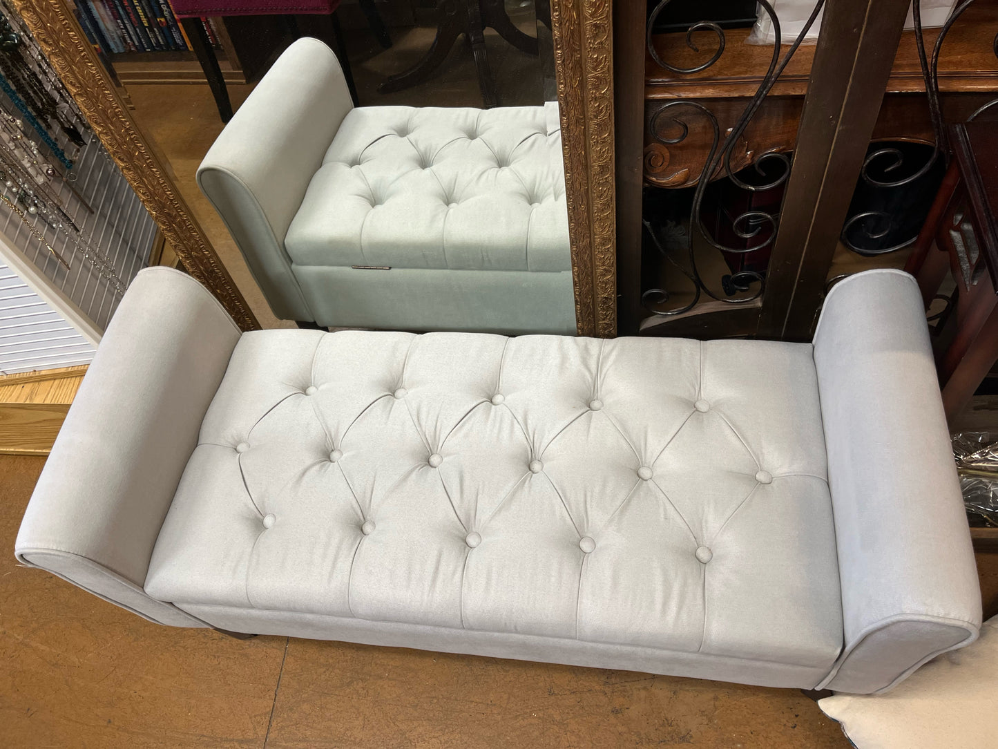 Off White Tufted Storage Bench