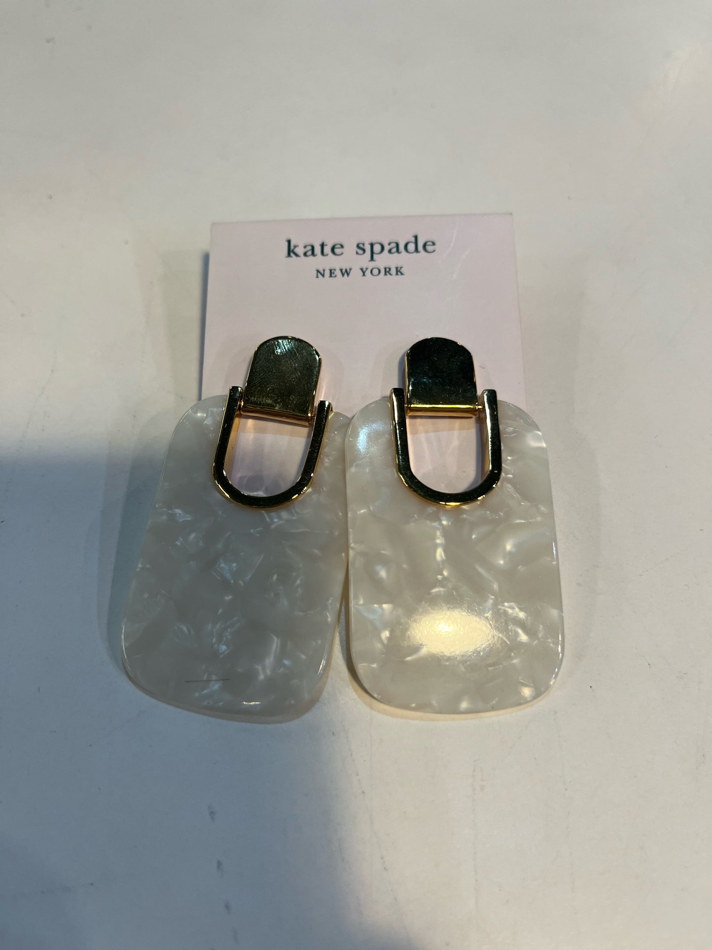 Kate Spade White Resin and Gold Earrings