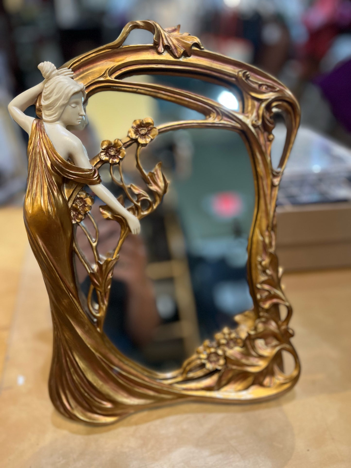 Gold Art Nouveau Vanity Mirror