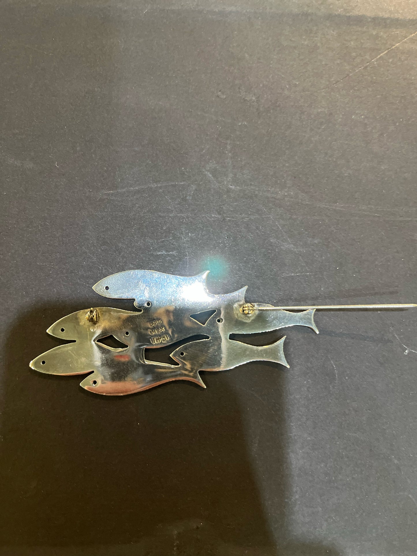 Sterling Silver School of Fish Brooch