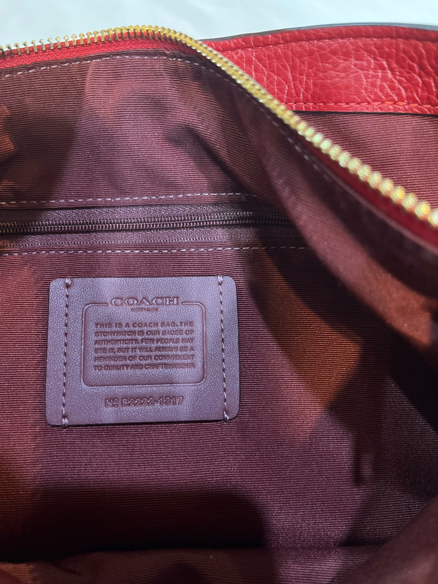 Coach Red Leather "Remi" Handbag