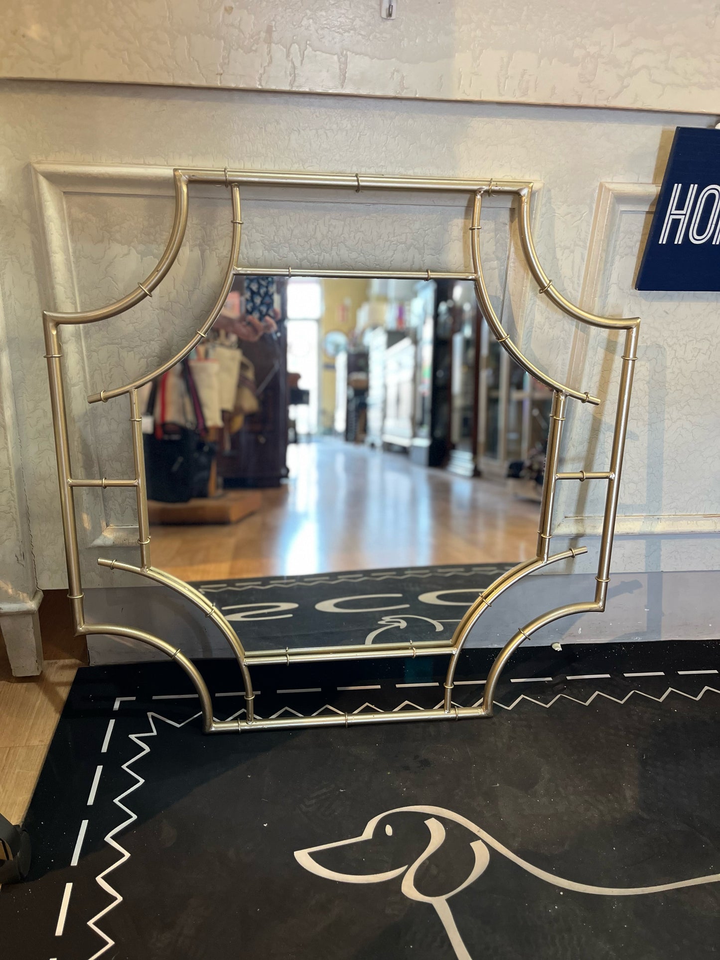 Silver Bamboo Notched Mirror