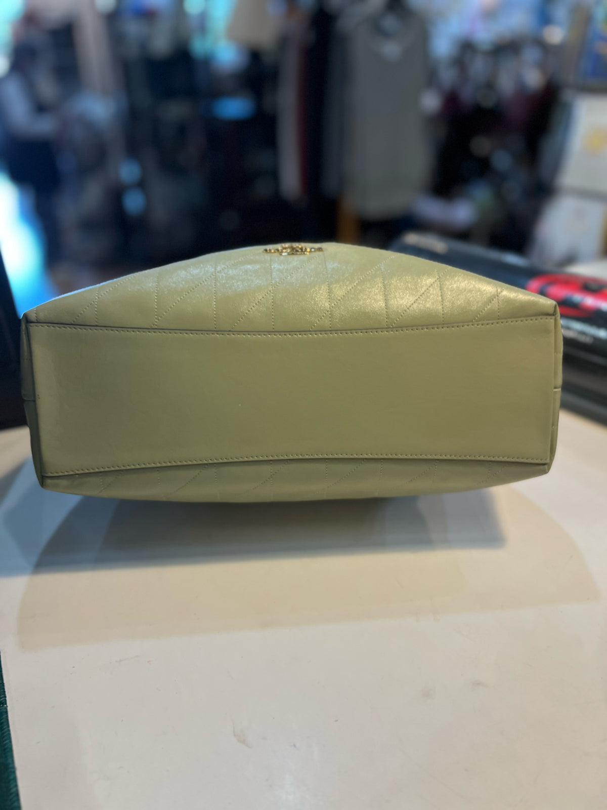 Coach Pistachio Green "Evelyn Quilting Shoulder" Handbag