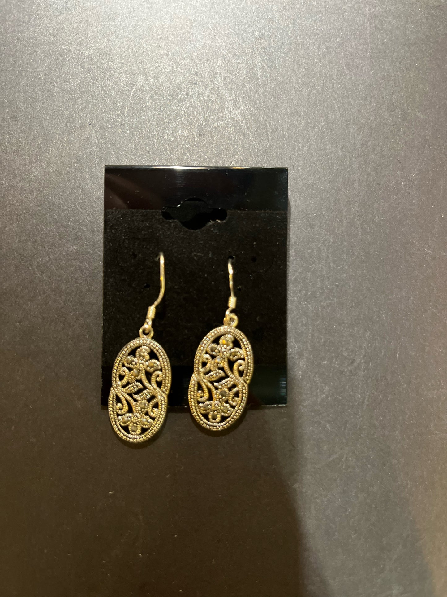 Sterling Silver & Marcasite Oval Earrings