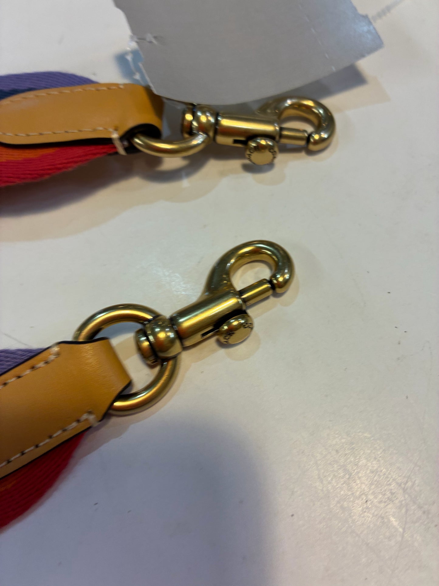 Coach Stripe Webbing & Leather Handbag Strap