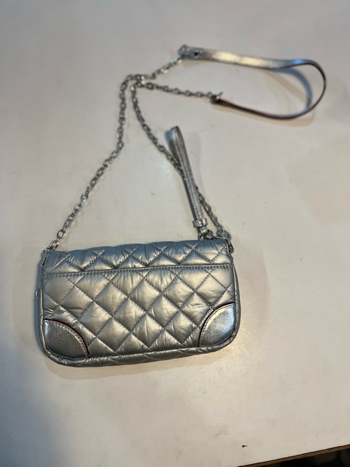 MZ Wallace Silver Quilted Wristlet