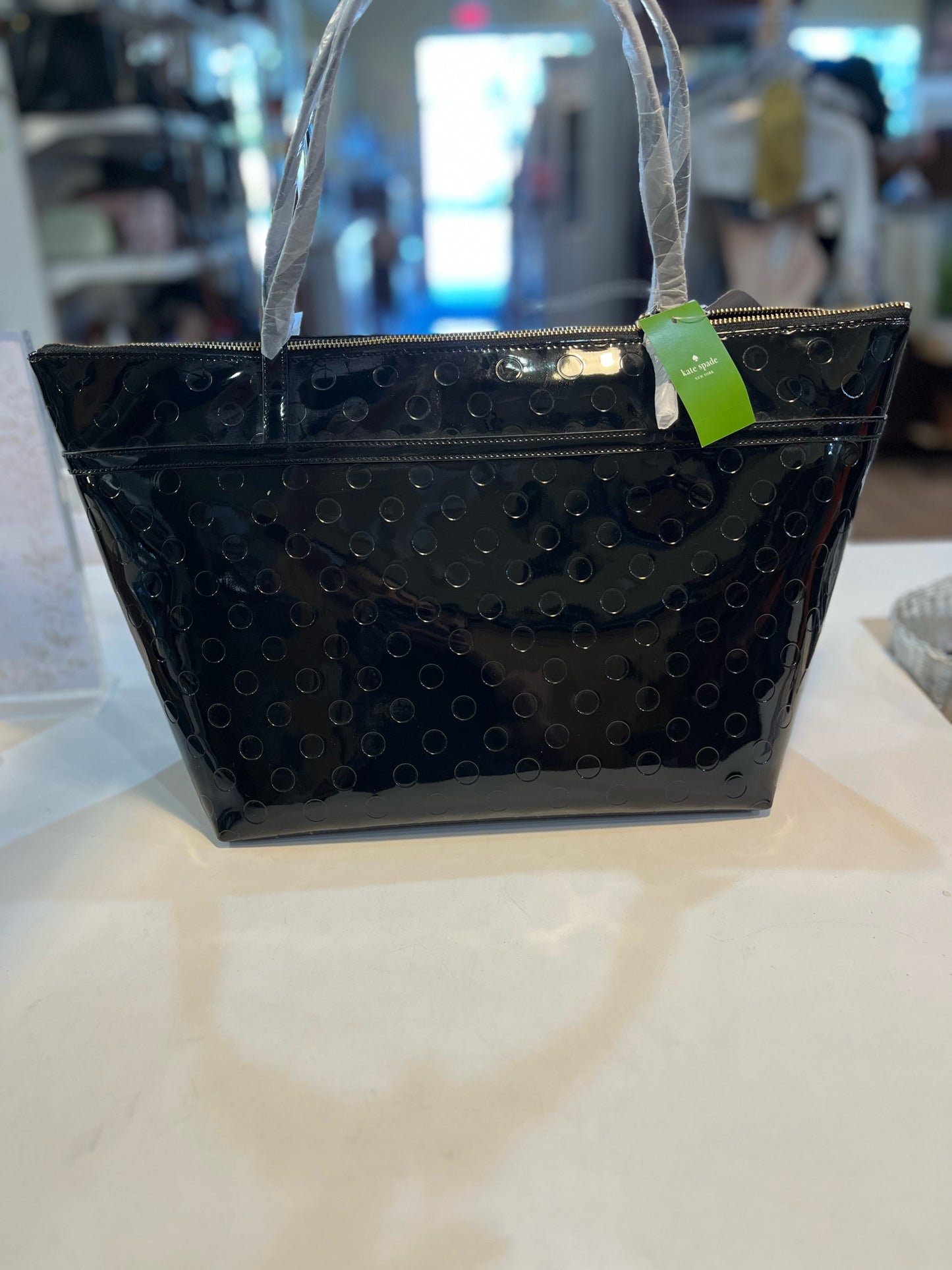 NWT Kate Spade Black Patent "Sophia" Tote Handbag