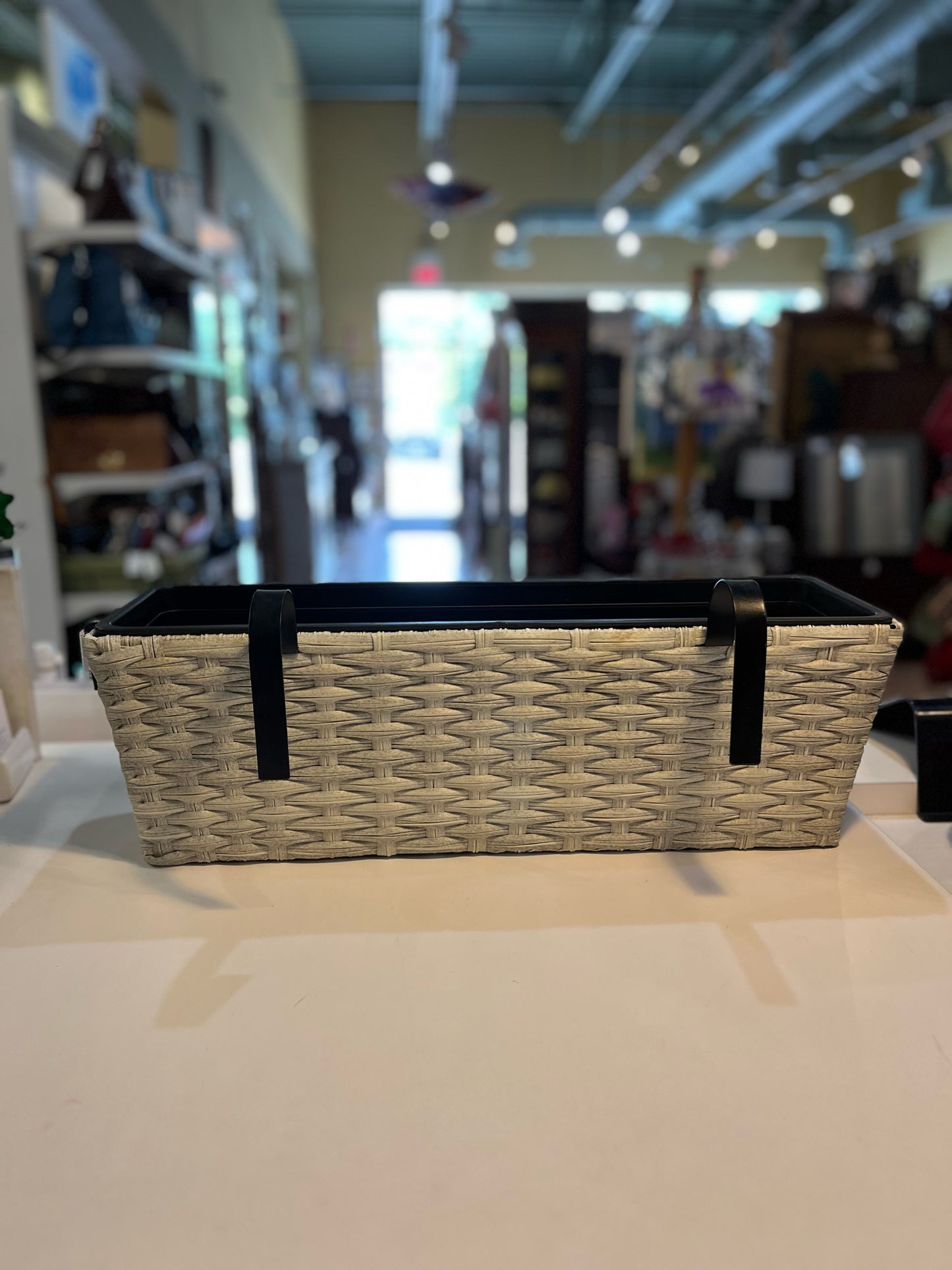 Light Gray Wicker Bannister Planter