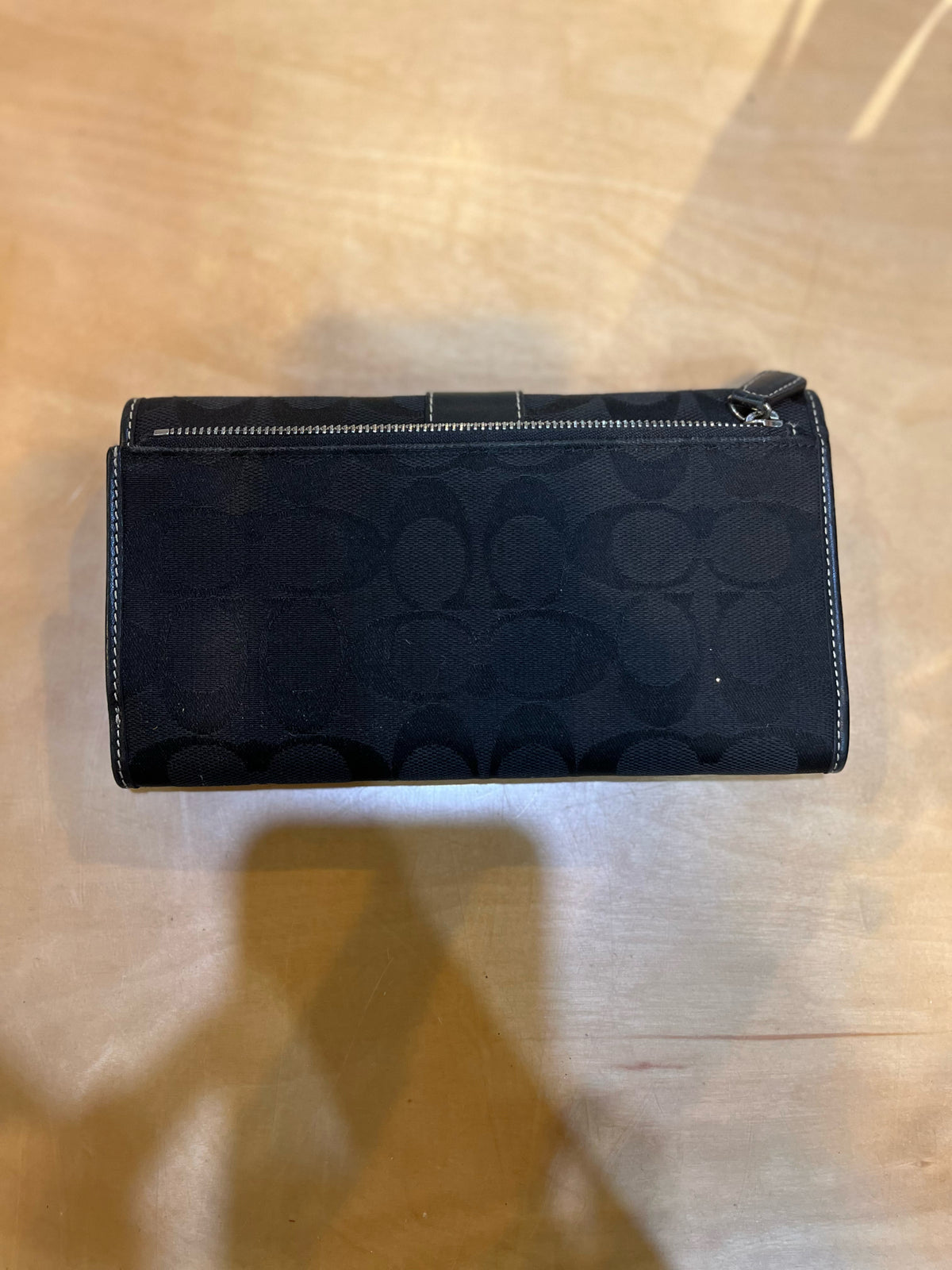 Coach Black Signature Tri-Fold Wallet