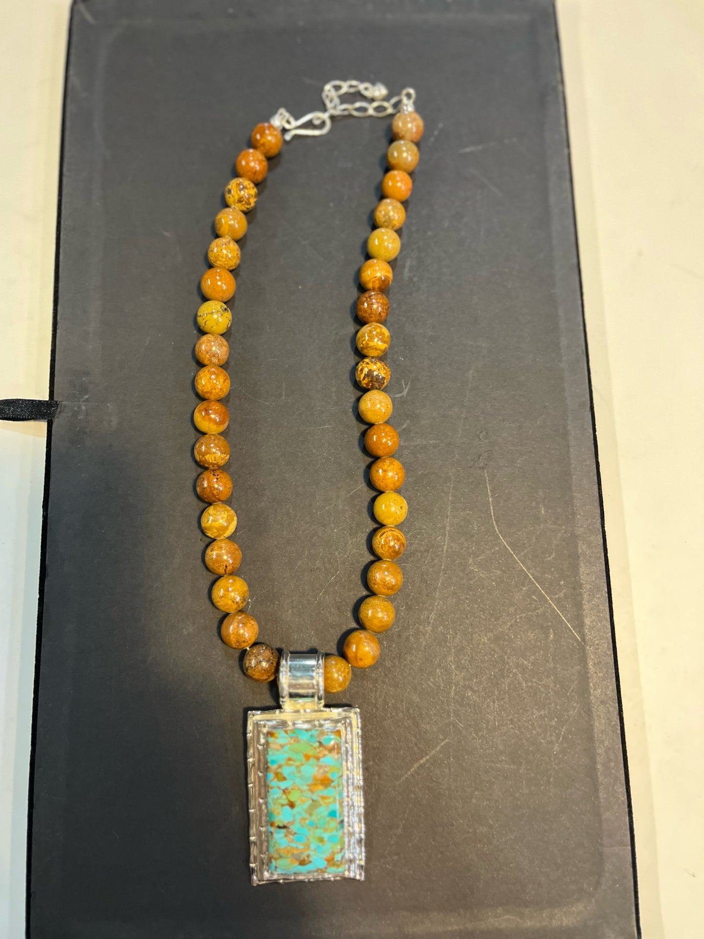 Jay King Andean Turquoise Pendant & Wood Jasper Necklace