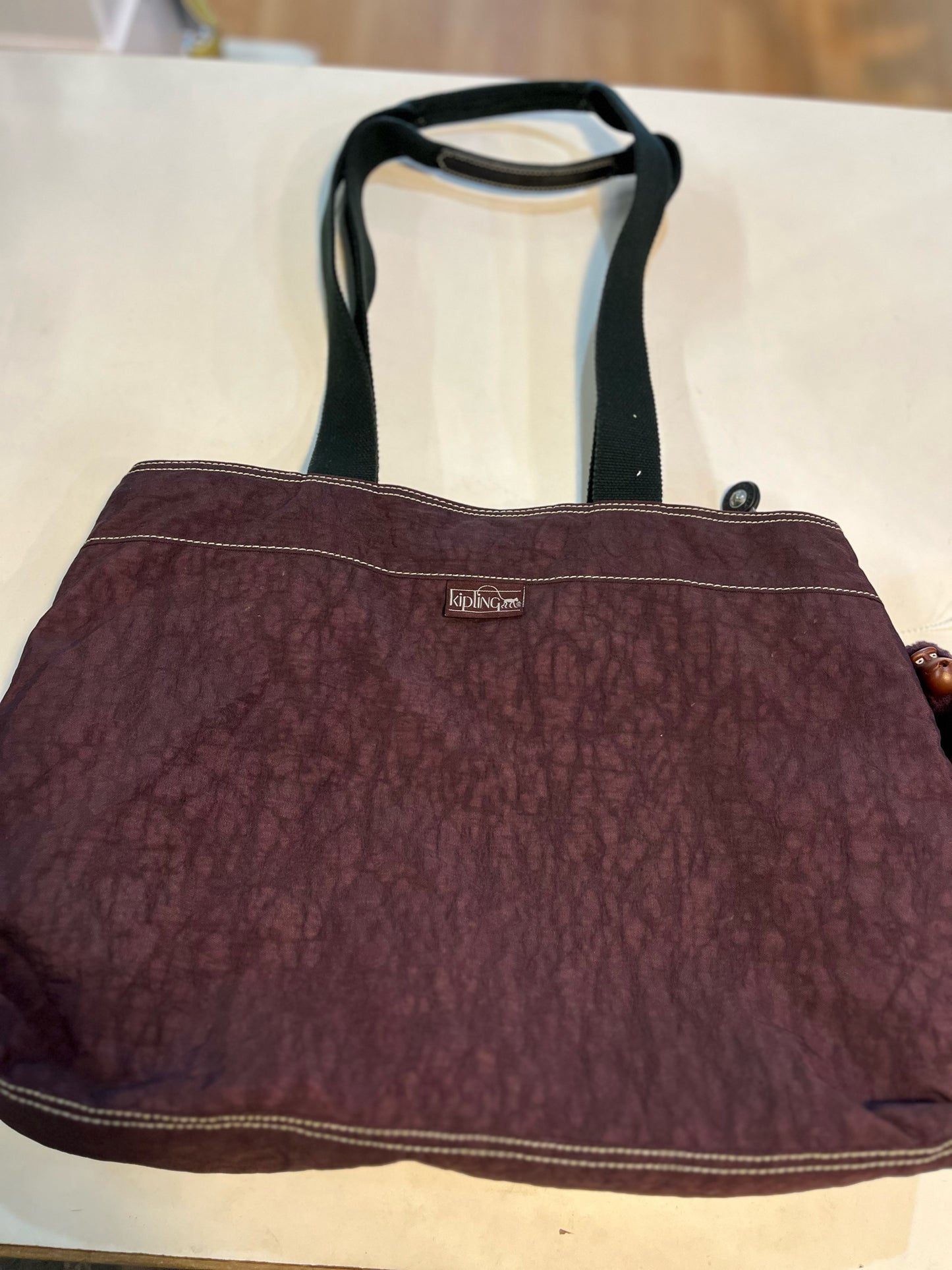Kipling nylon tote bag with monkey keychain