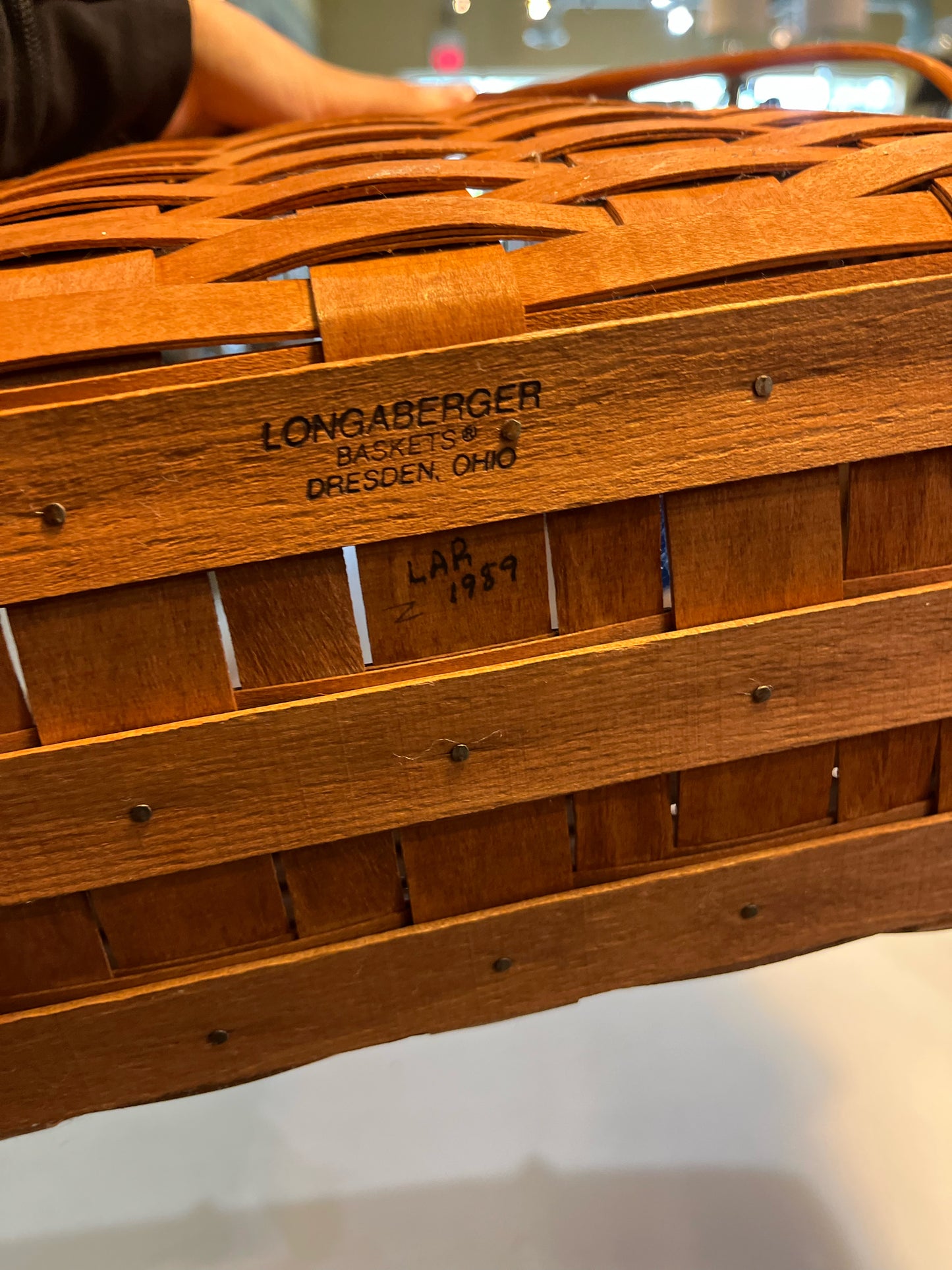 Longaberger Oval Lidded Magazine Basket