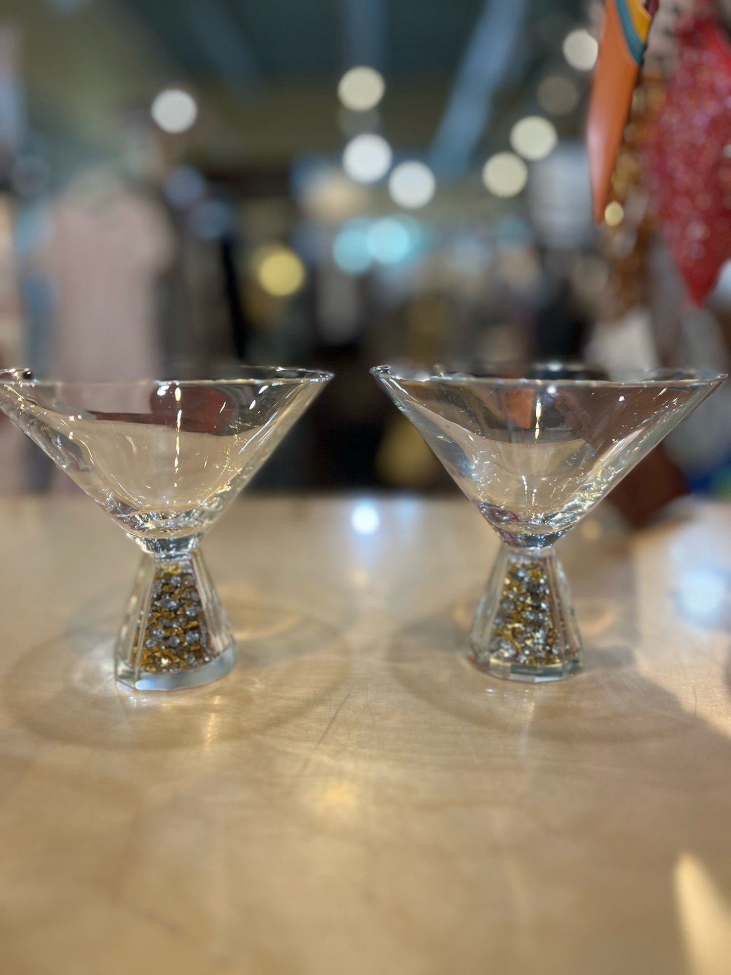 Saks Fifth Ave & Oleg Cassini Crystal Glitter Martini Glasses