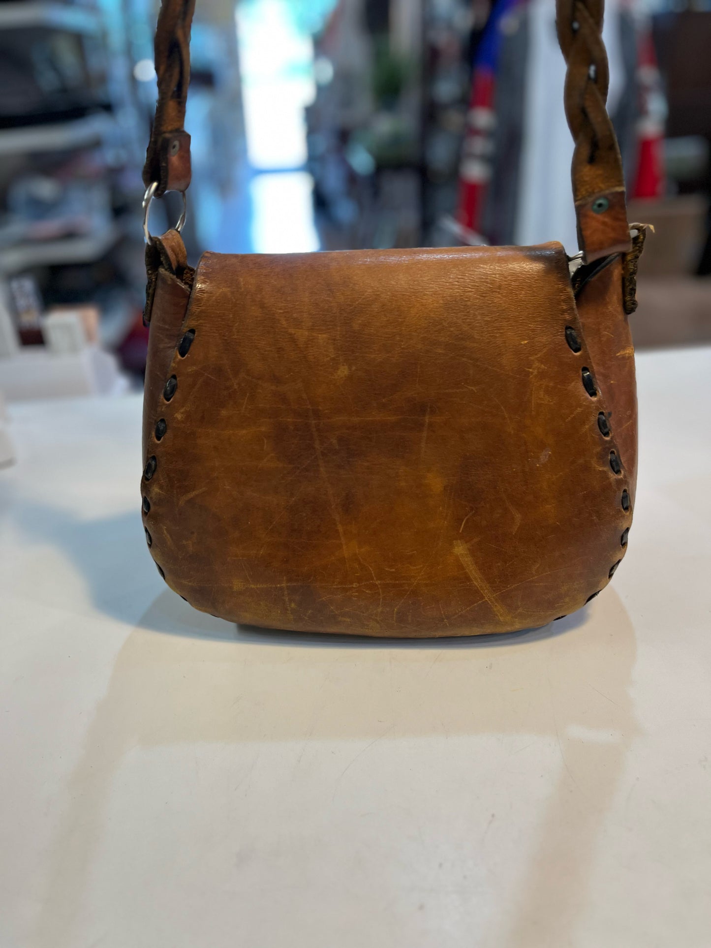 Vintage Leather & Floral Crossbody