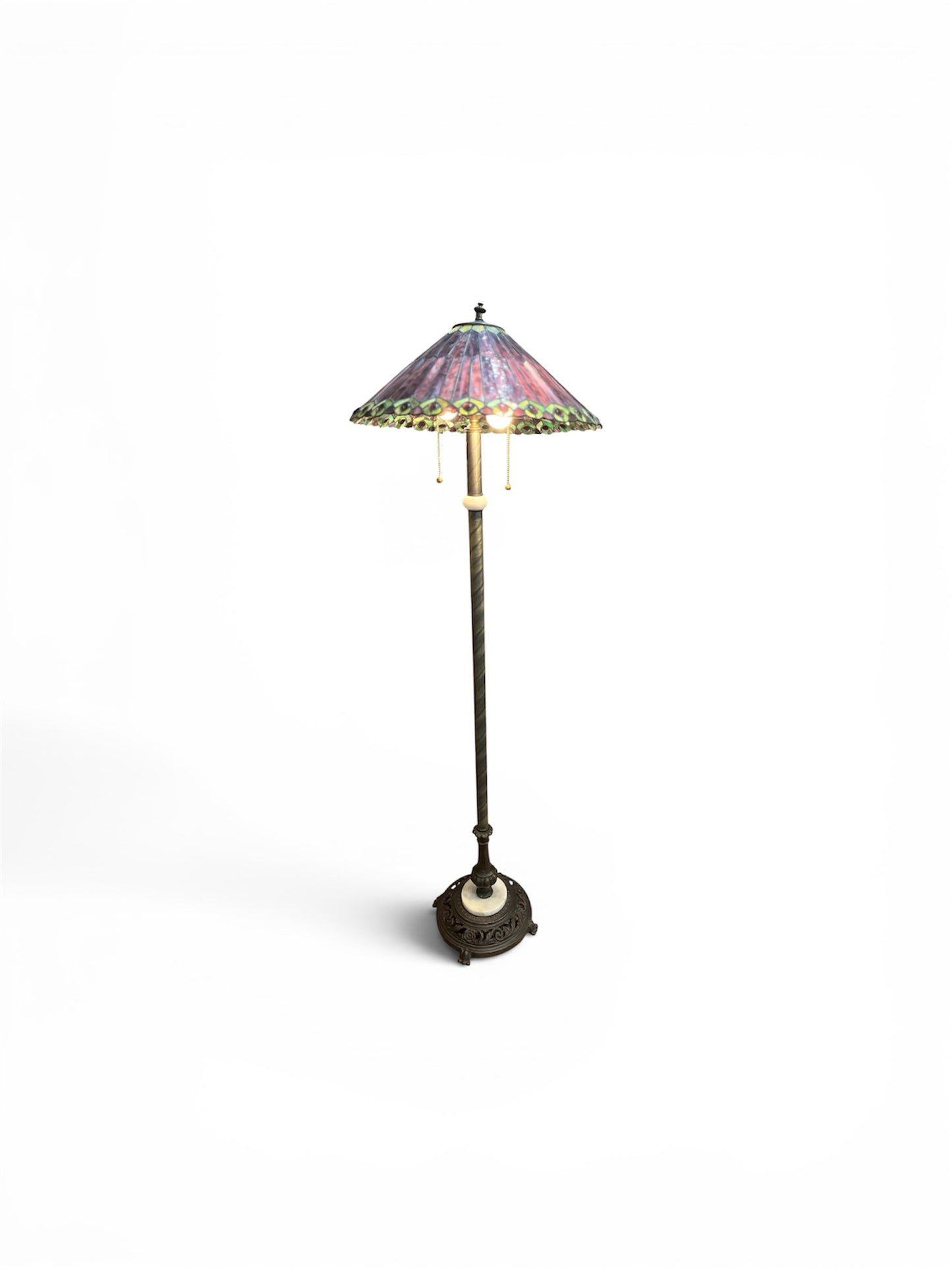 Purple Tiffany Jeweled Peacock Style Floor Lamp