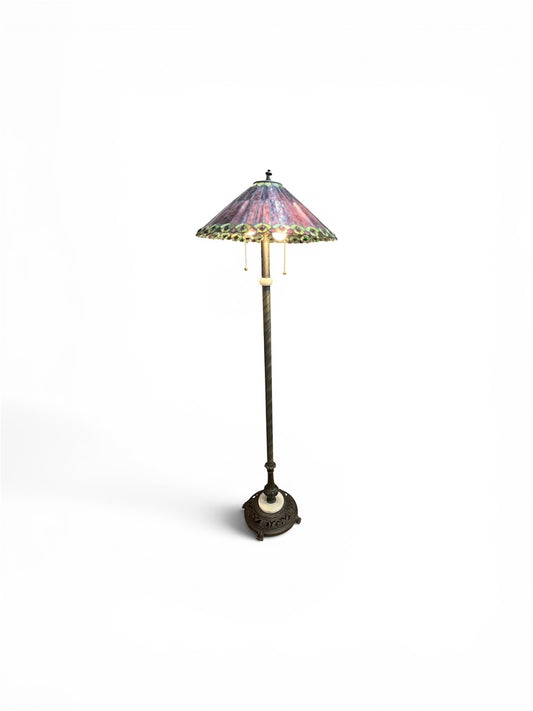 Purple Tiffany Jeweled Peacock Style Floor Lamp