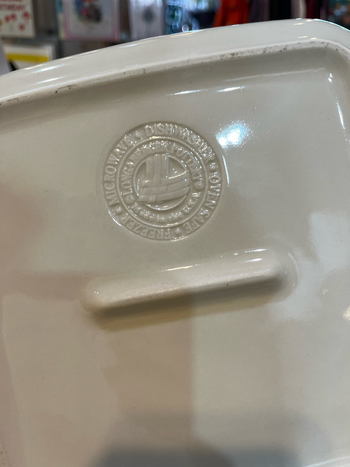 Longaberger Pottery Woven Traditions Heritage casserole dish blue