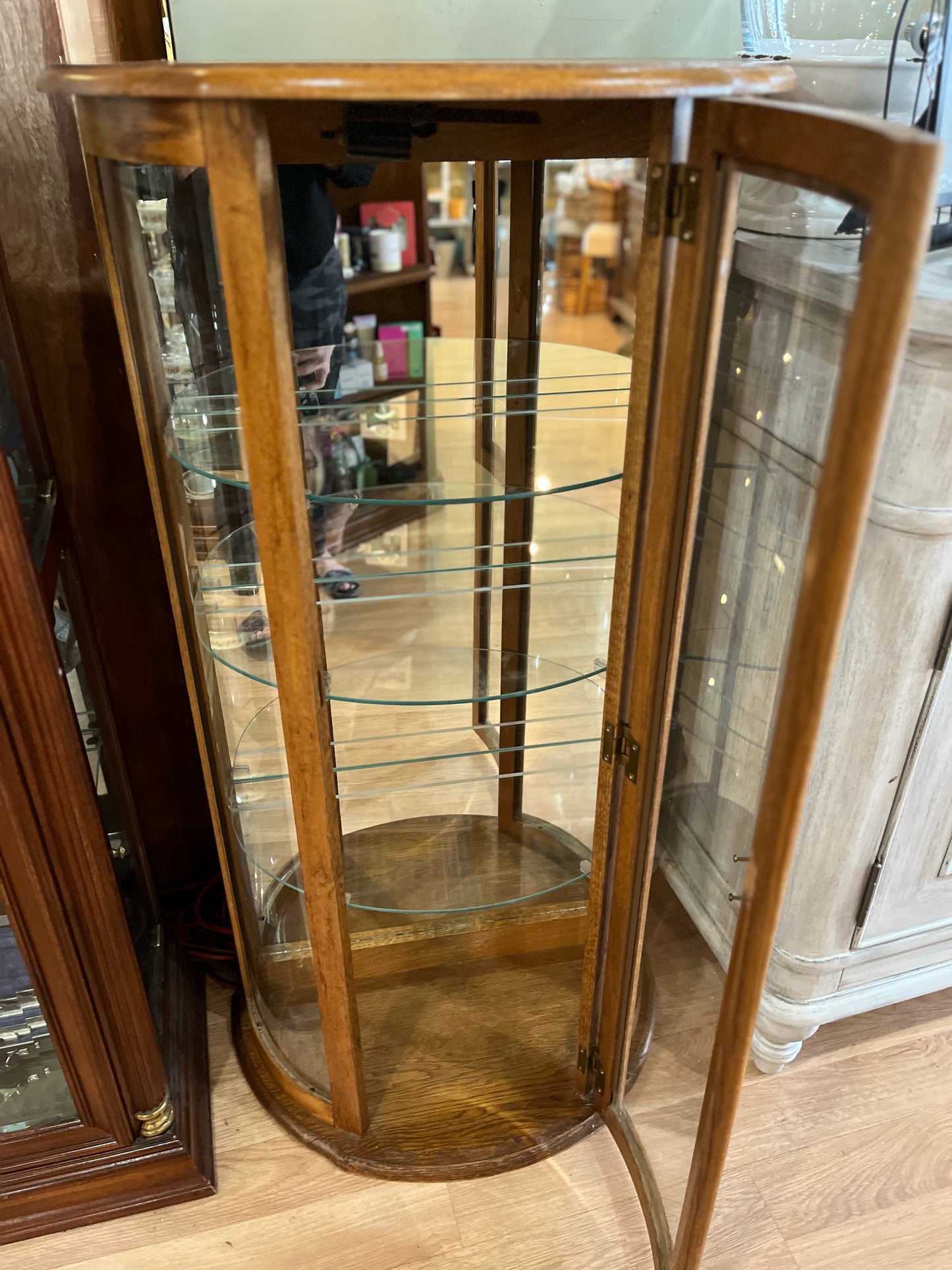 Light Wood & Glass Curio Cabinet