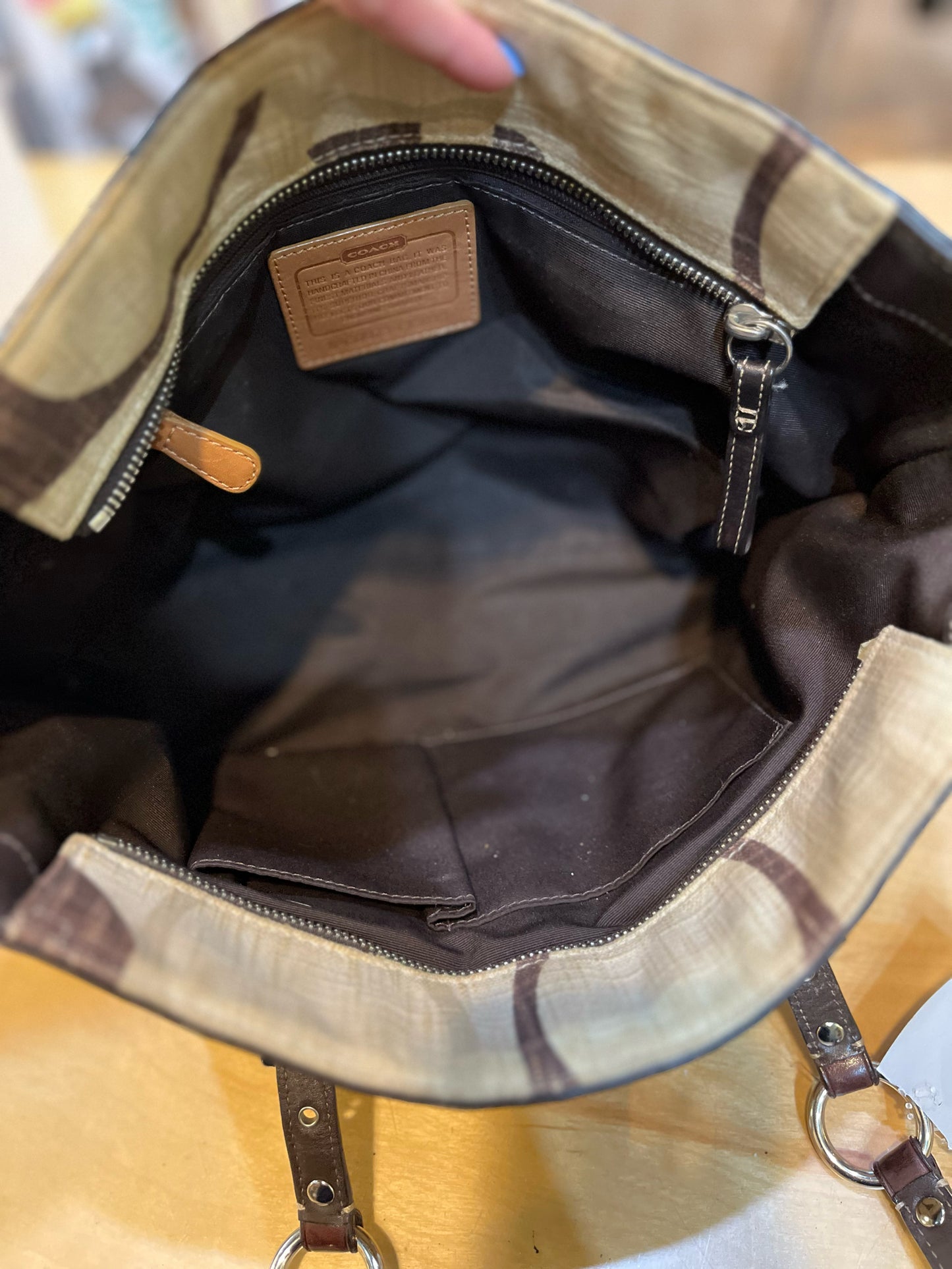 Coach Beige Signature “Gallery Tote” Handbag