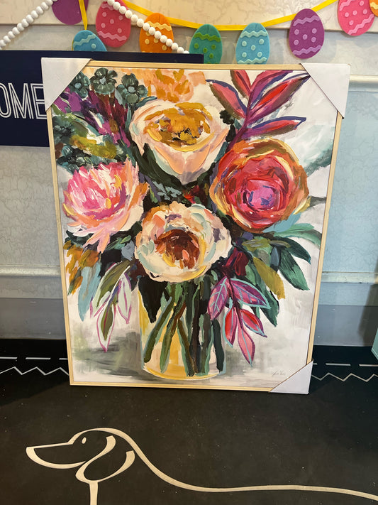 New Multi-color flower Framed Art