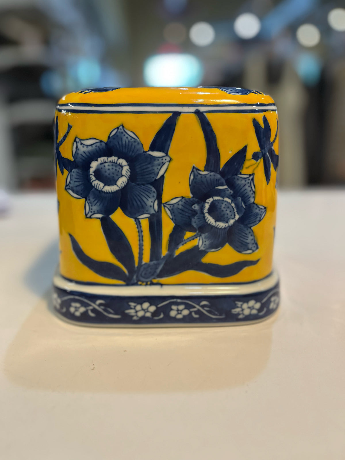 CIC Chinoiserie Yellow Floral Tissue Box Cover