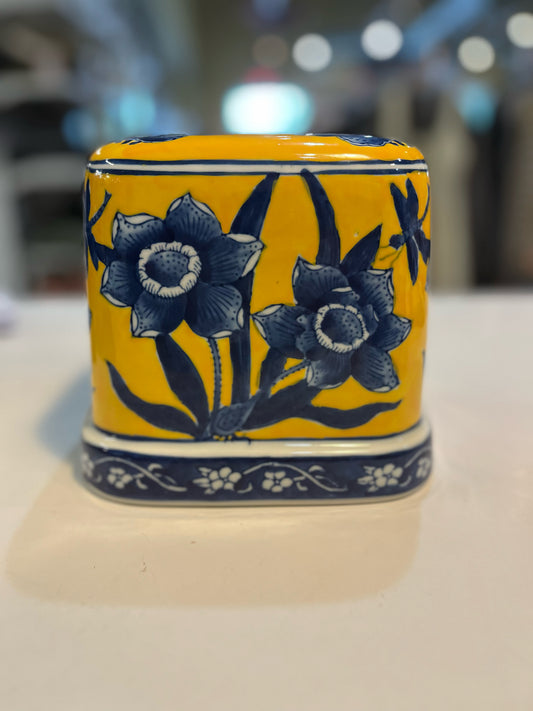 CIC Chinoiserie Yellow Floral Tissue Box Cover