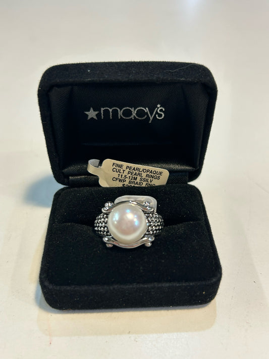 Fine Cult Pearl Sterling Silver Braided Ring