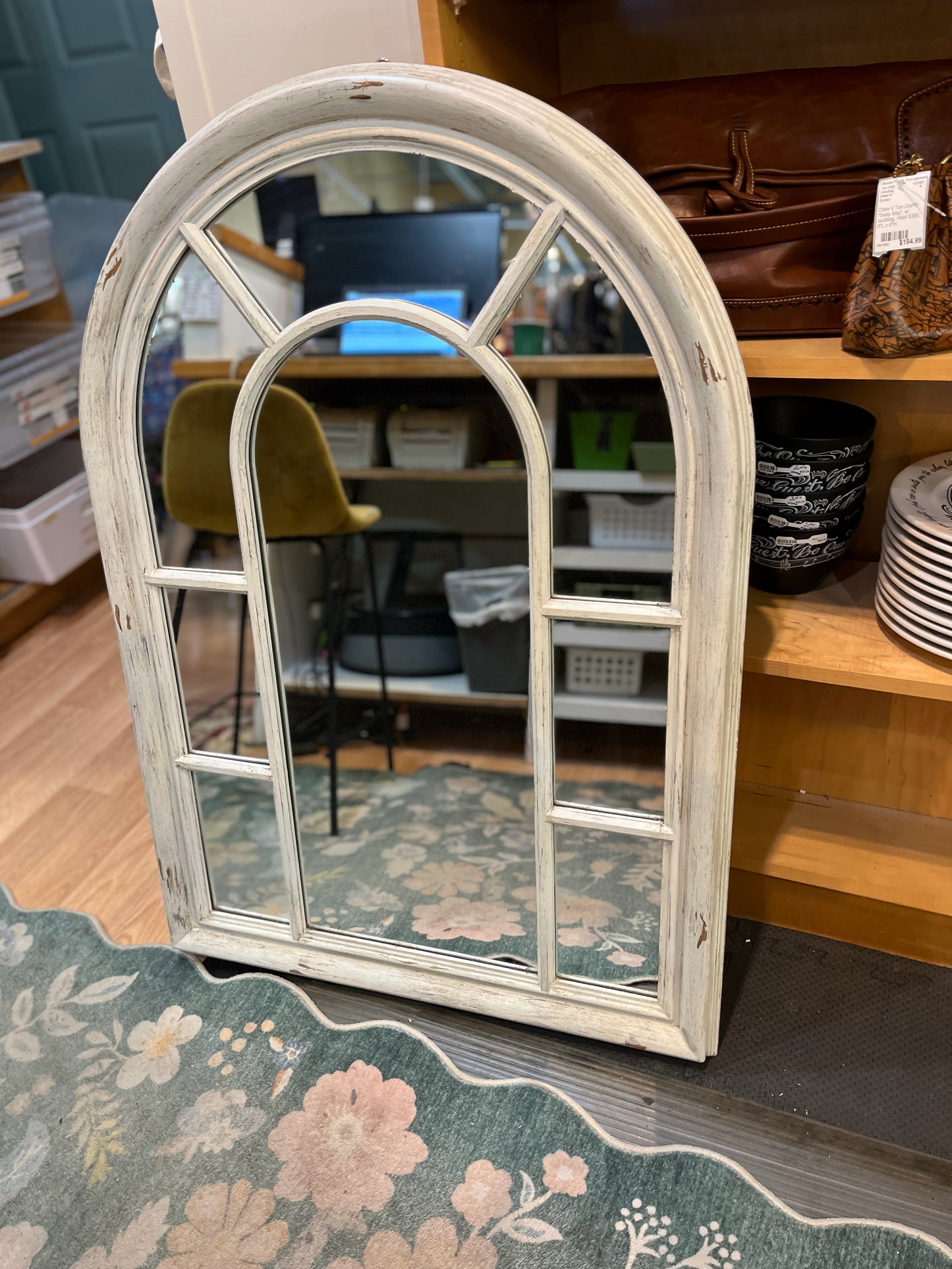 White Arched Framed Mirror