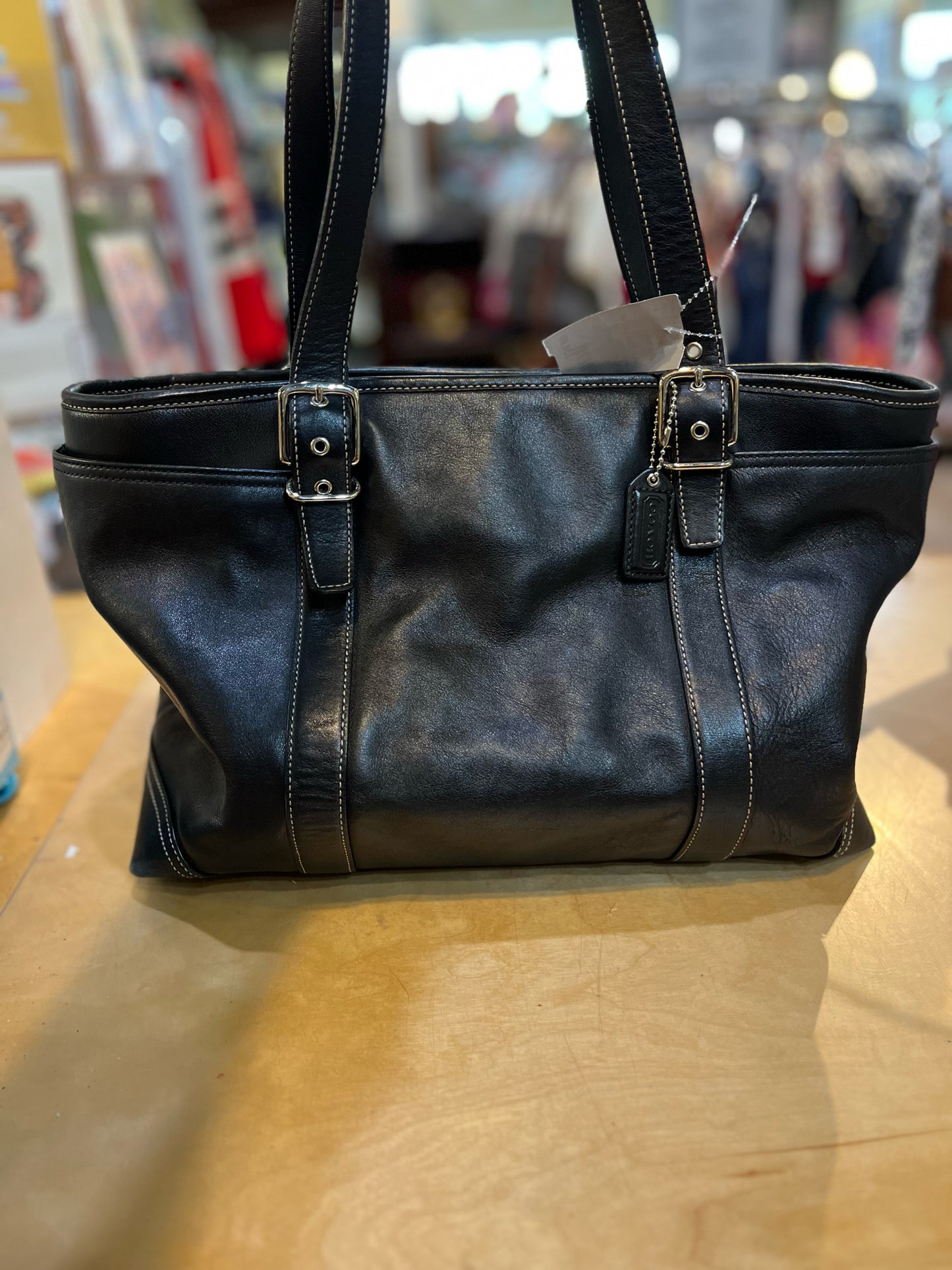 Coach Black Leather Large Tote/ Diaper Handbag