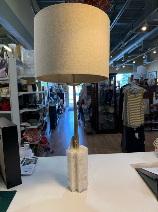 Brass and White Stone Lamp