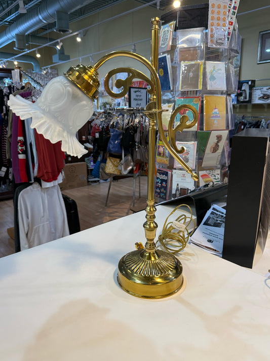 Vintage French Art Nouveau Brass Swan Lamp