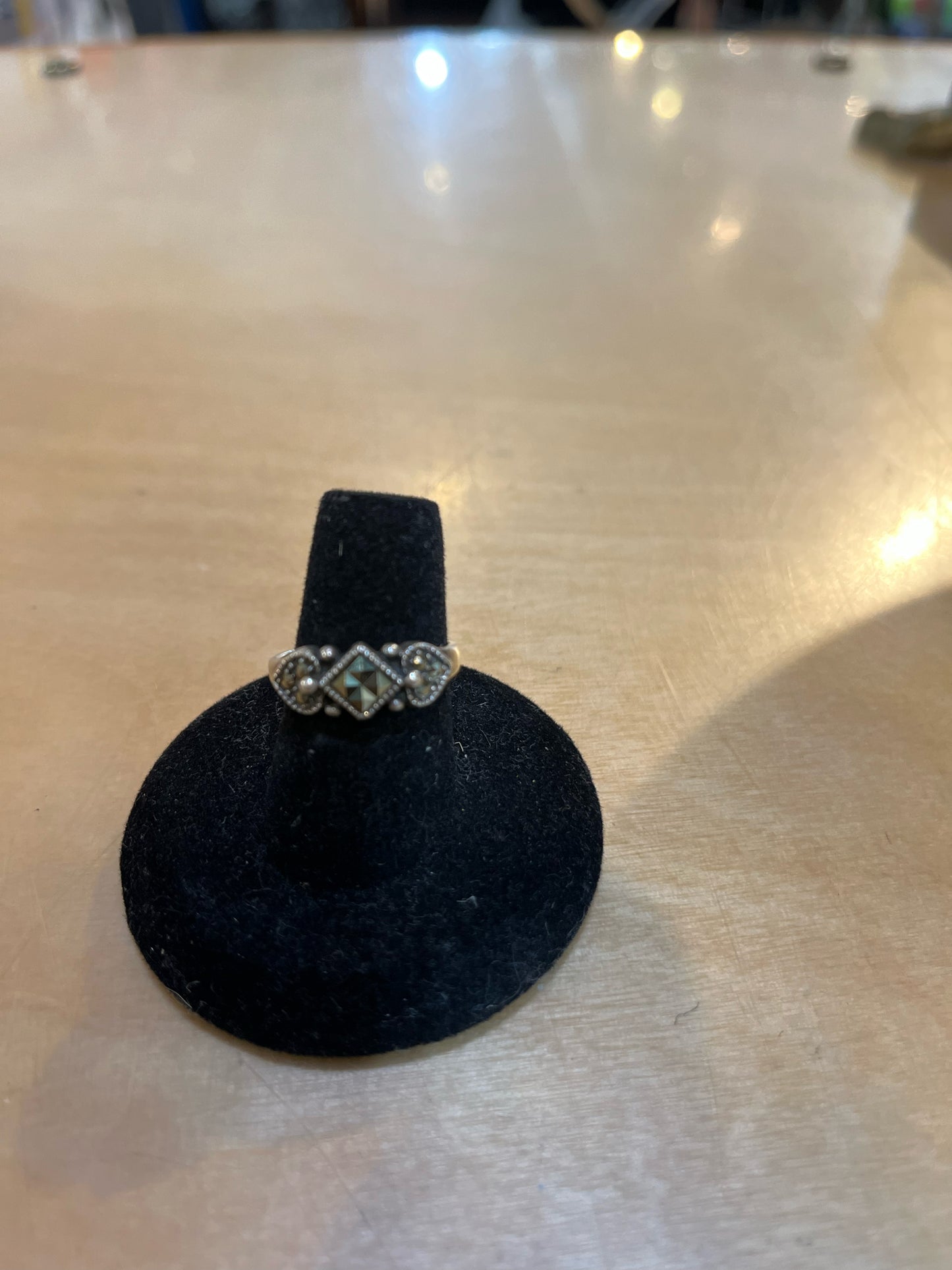 Marcasite Rhombus & Hearts Ring