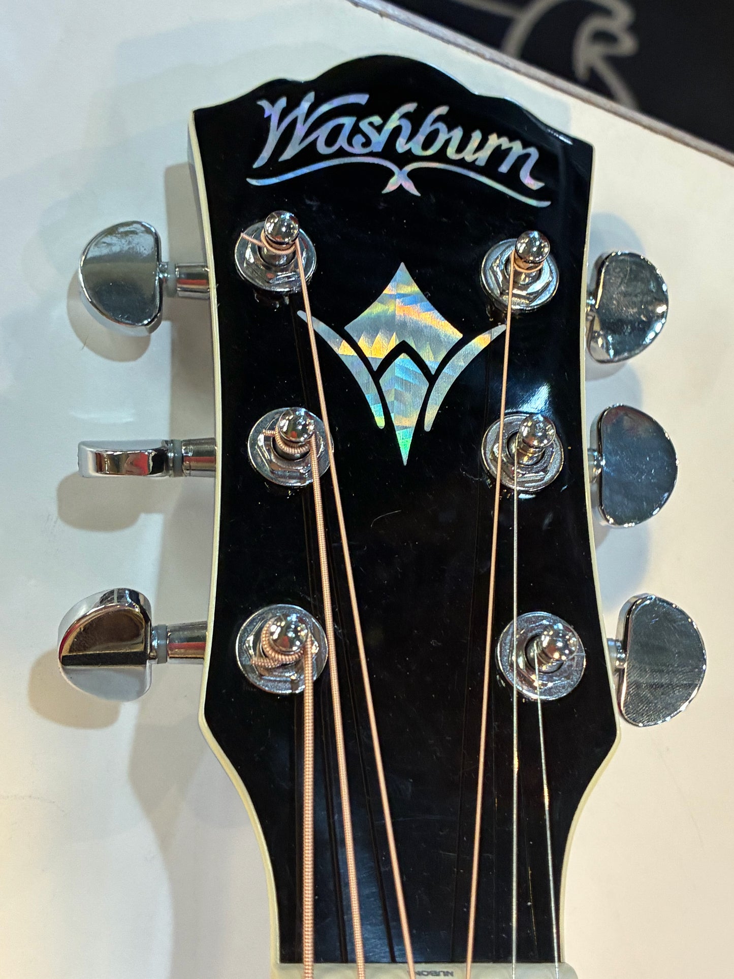 Washburn Acoustic Electric Festival Guitar black with MOP inlay
